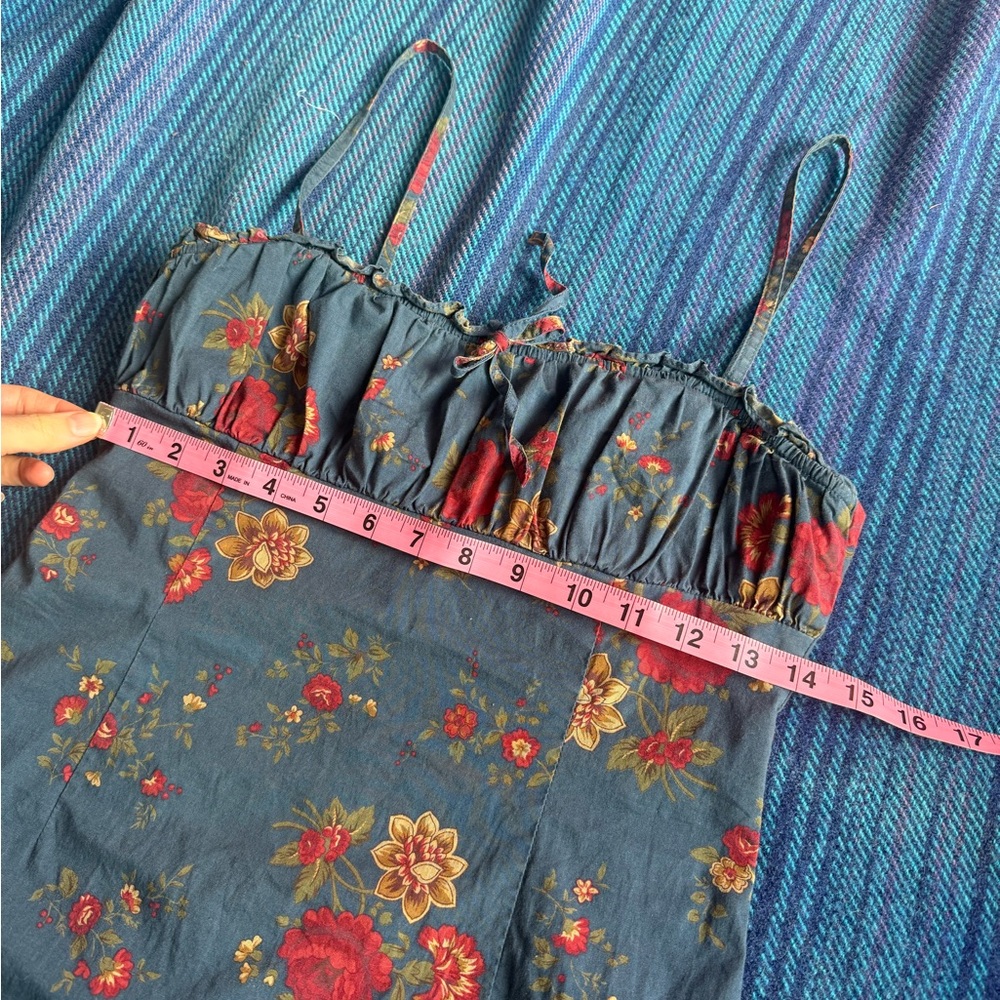 Ralph Lauren Blue Mini Babydoll Dress with Red Floral Print - Picture 8 of 13
